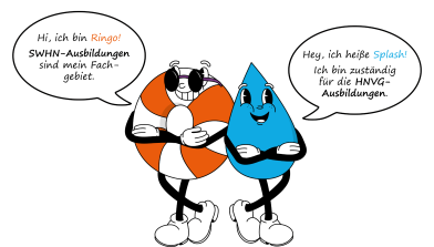 Maskottchen Rücken an Rücken